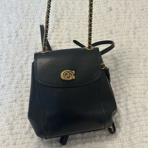 Couch leather black quilted backpack